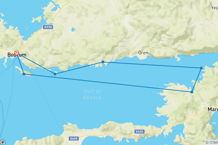 Kaart van Premium | Bodrum - Golf van Gökova (6-daagse blauwe cruise)