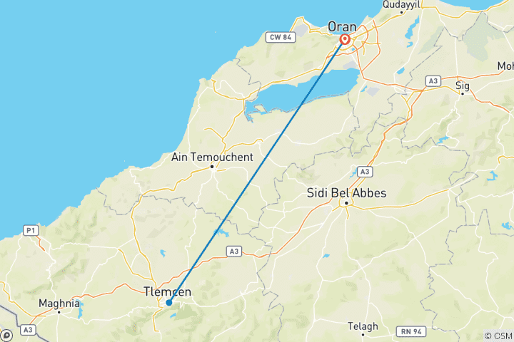 Map of West Algeria Solar Eclipse Tour