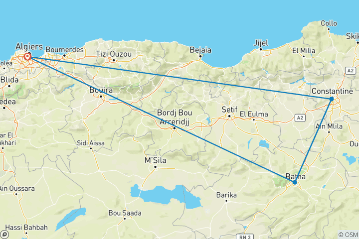 Map of Eastern Algeria Solar Eclipse Tour