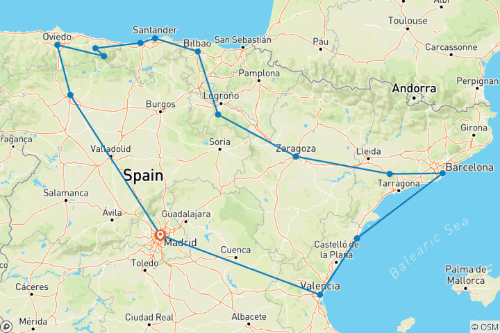 Karte von Spanish Bliss (15 Destinationen)