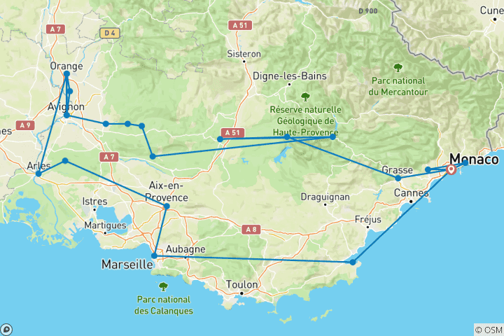 Map of Southern France: Provence & the French Riviera
