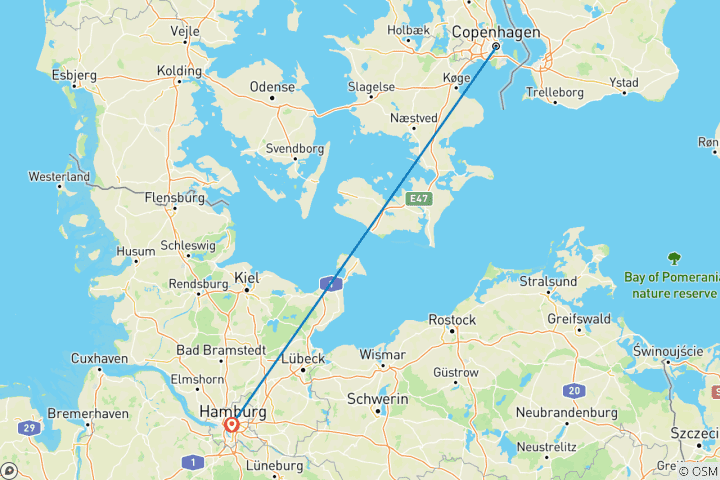 Carte du circuit Aventure ferroviaire de 11 jours en Europe : Danemark, Allemagne et Suisse