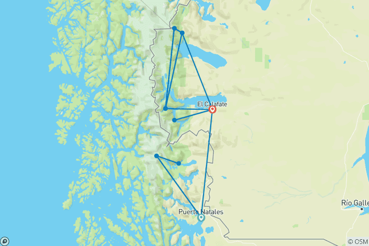 Carte du circuit L'aventure ultime : le W-Trek en Patagonie