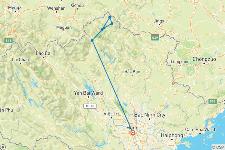 Karte von Ha Giang Easy Rider-Abenteuer: 2 Tage wilde Natur und verborgene Kulturen