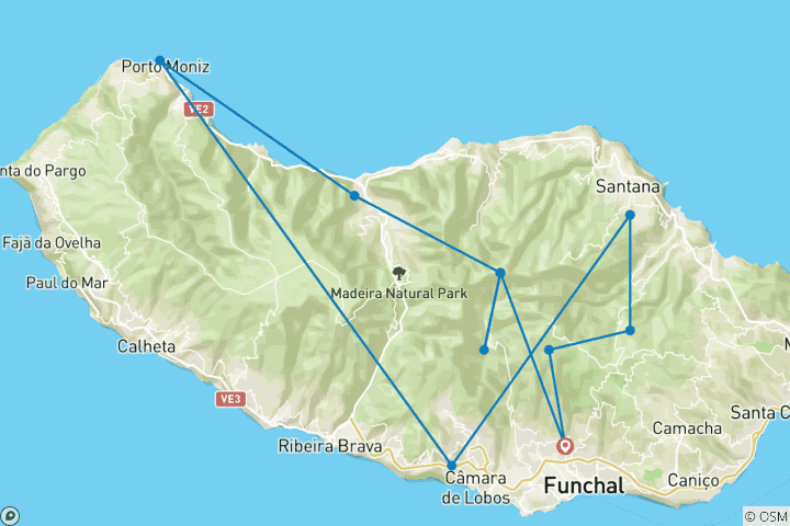 Carte du circuit Le meilleur de Madère – sans voiture !