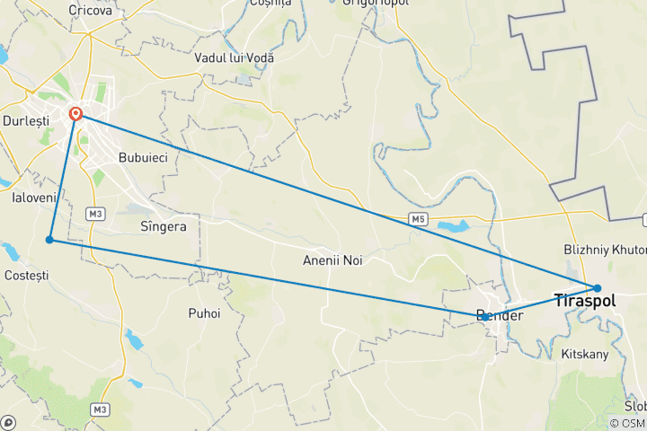 Carte du circuit Le voyage le plus insolite d'Europe : la Moldavie, un pays oublié du temps