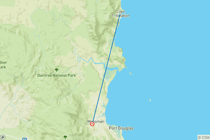 Kaart van Premium Cape Tribulation, Daintree & Mossman Gorge regenwoud dagtour