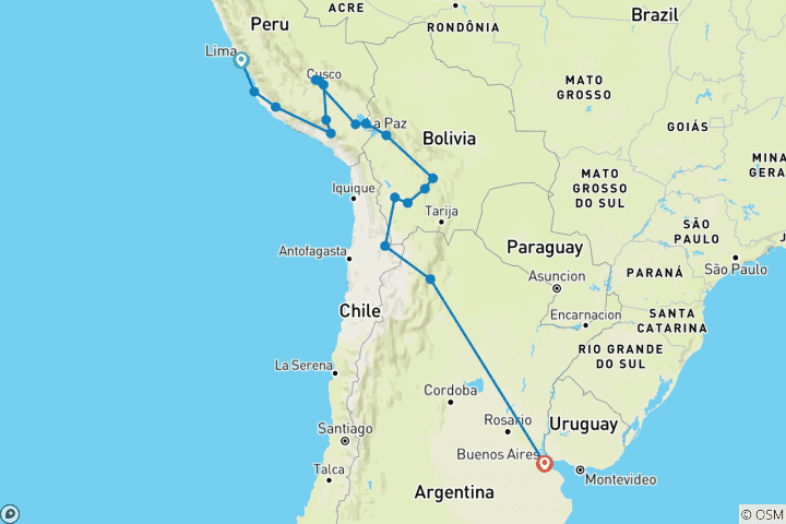 Map of Lima to Buenos Aires: Deserts & Dancing