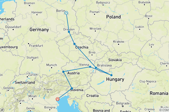 Carte du circuit De Berlin à Venise