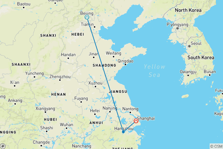 Carte du circuit De la Grande Muraille aux Grandes Villes : Aventure épique en Chine de Pékin à Shanghai