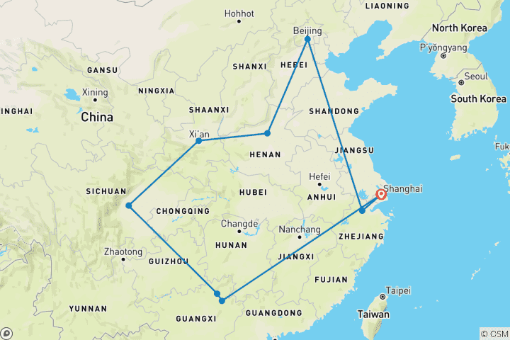 Map of Shanghai to Shanghai Epic Quest: 22 Days of China's Best-Kept Secrets