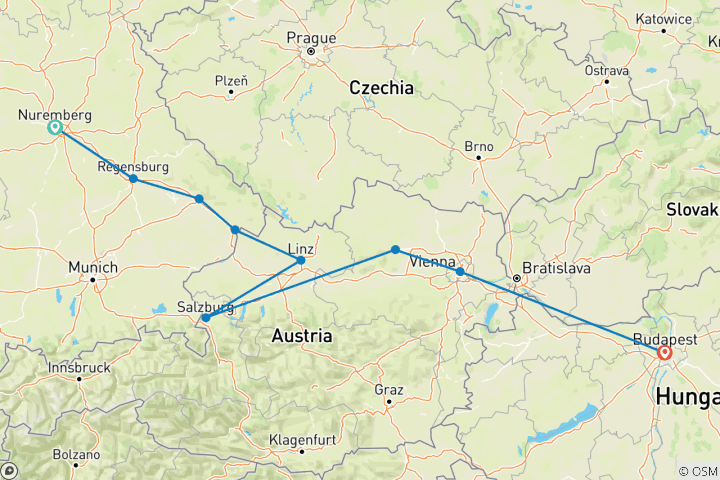 Mapa de Gran Navidad y Año Nuevo - 2024 - de Núremberg a Budapest, 2024