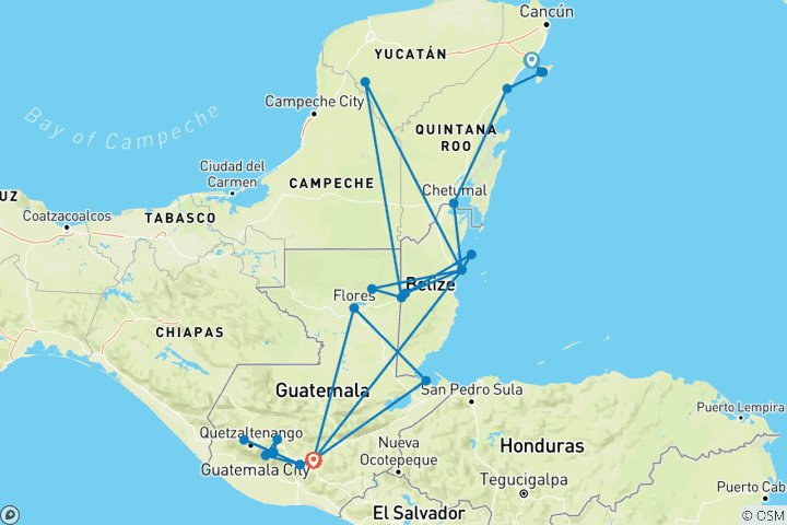 Carte du circuit Rencontre avec les Mayas