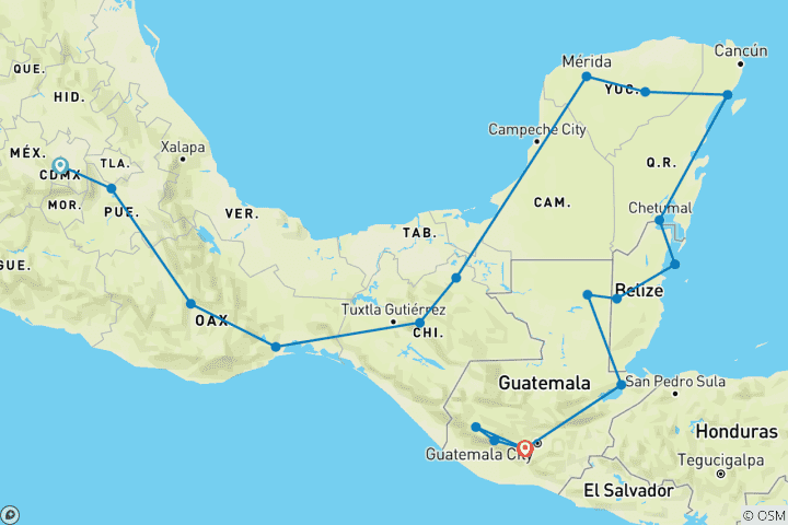 Carte du circuit L'Amérique centrale englobée