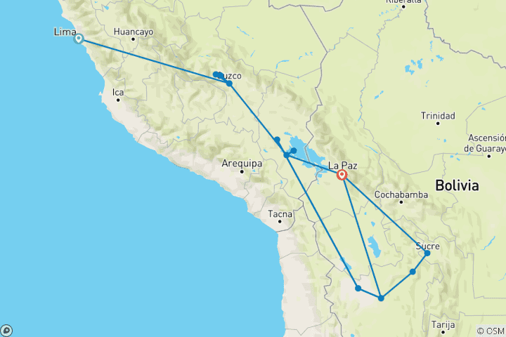 Mapa de Explora Perú y Bolivia