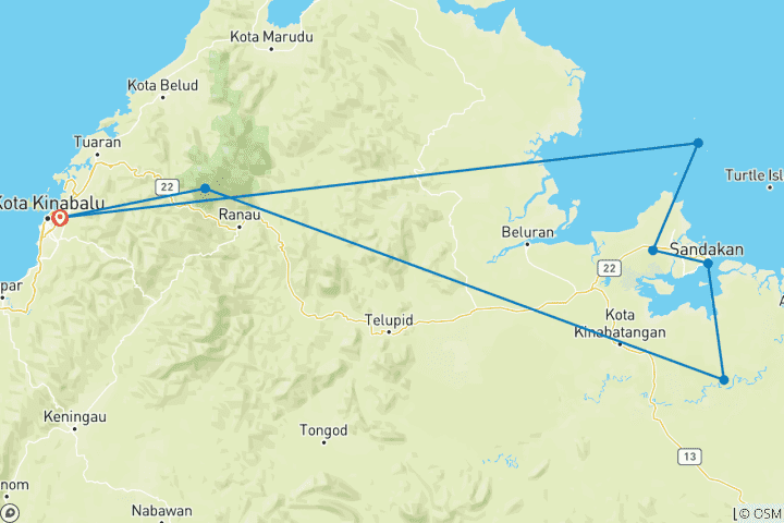 Map of Borneo Family Holiday (7 destinations)