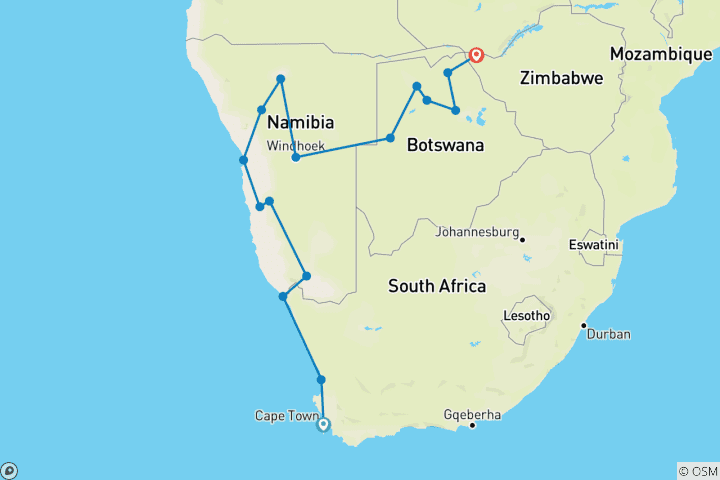Mapa de Increíble África Austral