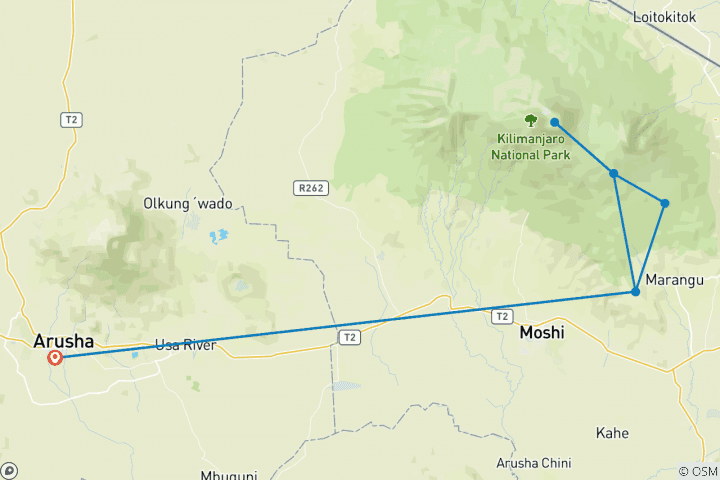 Map of Kilimanjaro Climb Marangu Route