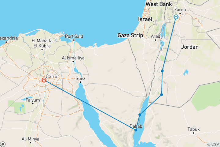 Map of Jordan & Egypt Express (6 destinations)