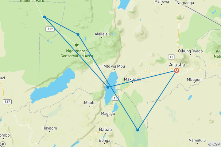 Map of The Great Serengeti Trail - Migration