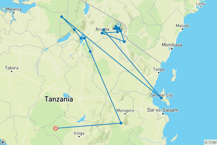 Map of Kilimanjaro Climb - Machame Route “Whiskey Route”