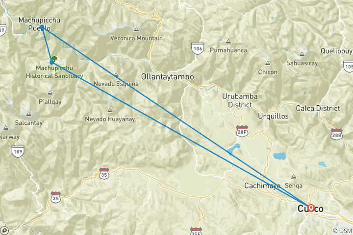 Map of Inca Trail Extension