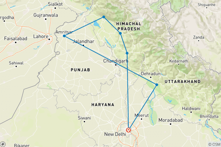 Map of Mountains & Mystics of India (including New Delhi)