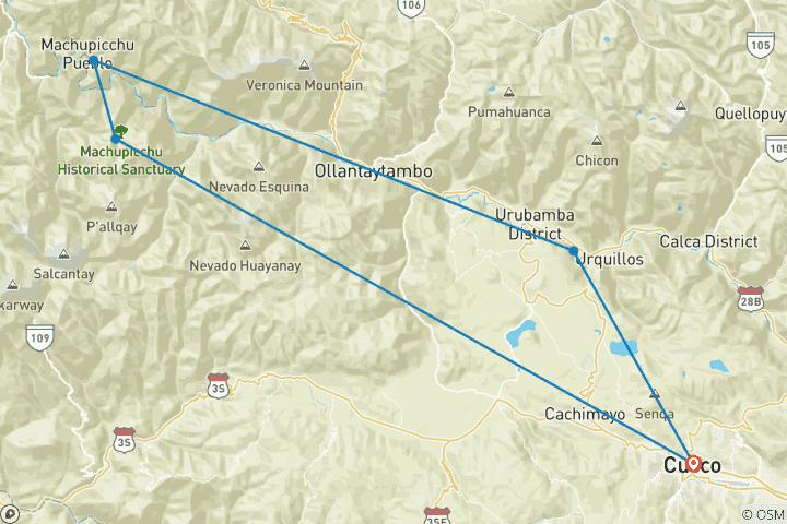 Map of Machu Picchu by Train Short Break