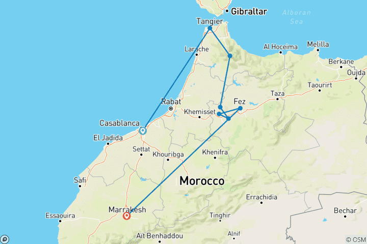 Carte du circuit Aventure au nord du Maroc