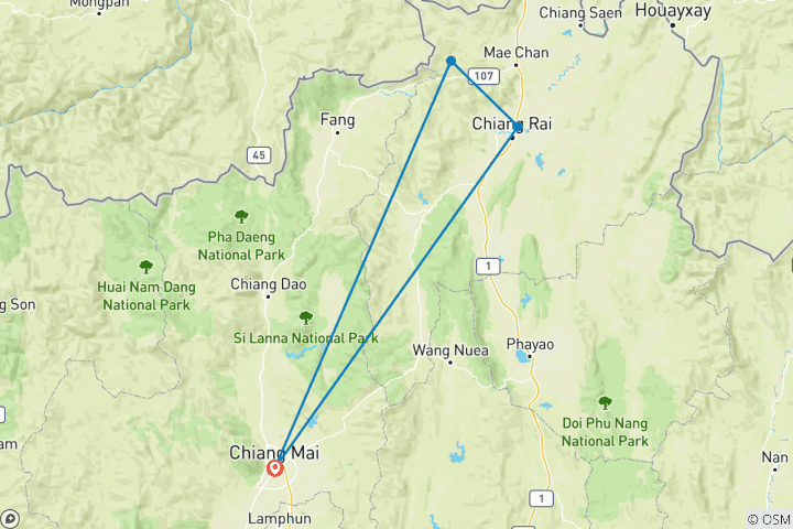 Map of Chiang Mai & Golden Triangle