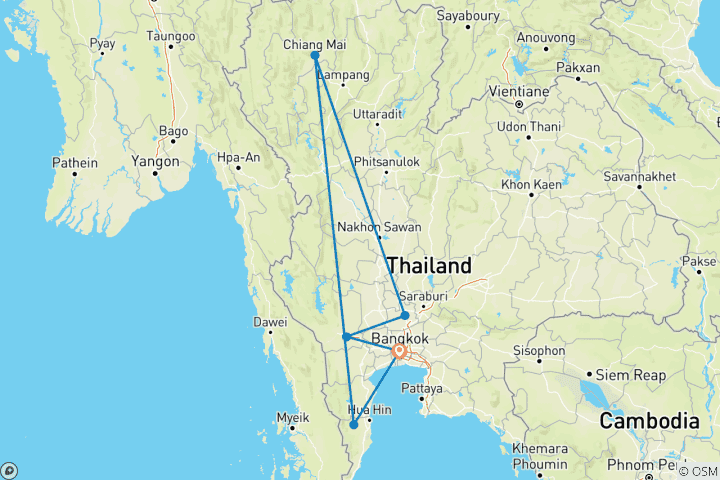 Map of Thailand Family Holiday (6 destinations)