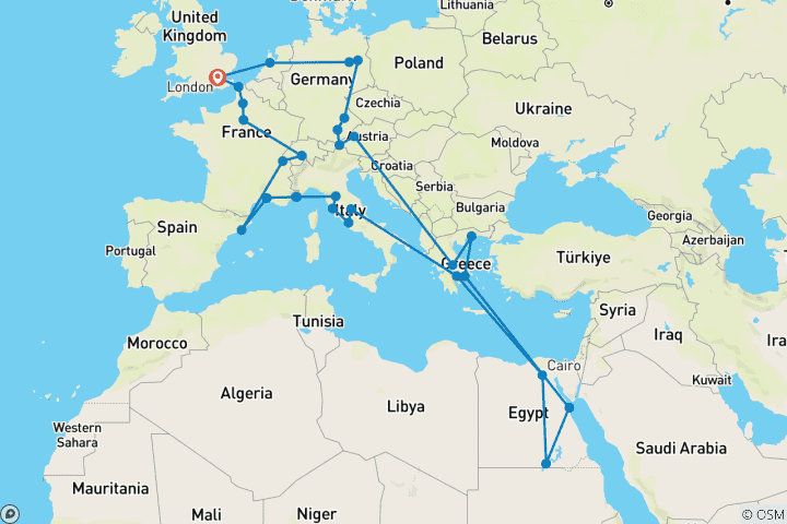 Map of Ultimate European (Egypt, Start London)
