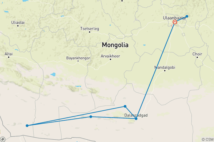 Map of Mongolia Naadam Festival - Gobi Desert Tour