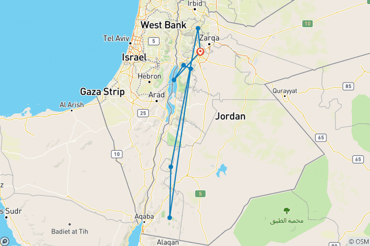 Carte du circuit La Jordanie intemporelle