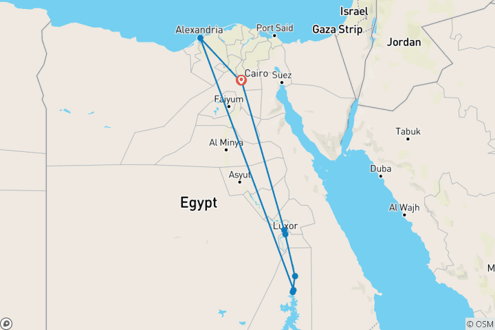 Map of Cleopatra's Egypt: Cairo, Alexandria &  5* Nile Cruise