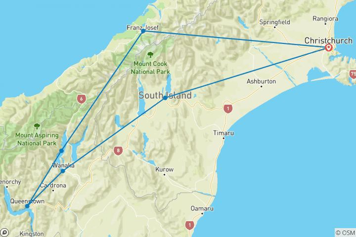 Map of South Island Lick Tour