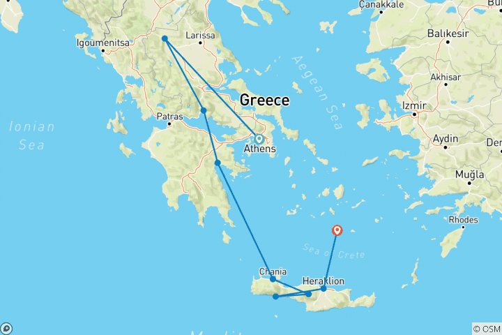 Carte du circuit Le meilleur de la Grèce