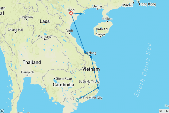 Carte du circuit Les points forts du Vietnam - 10 jours