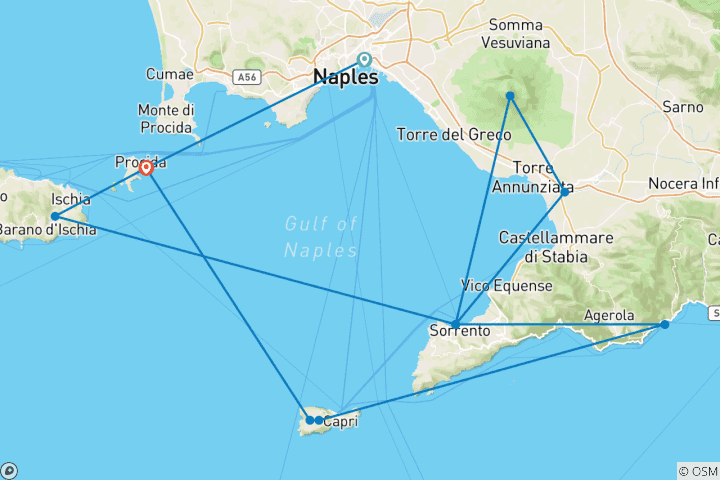 Carte du circuit Aventure de voile sur la côte amalfitaine