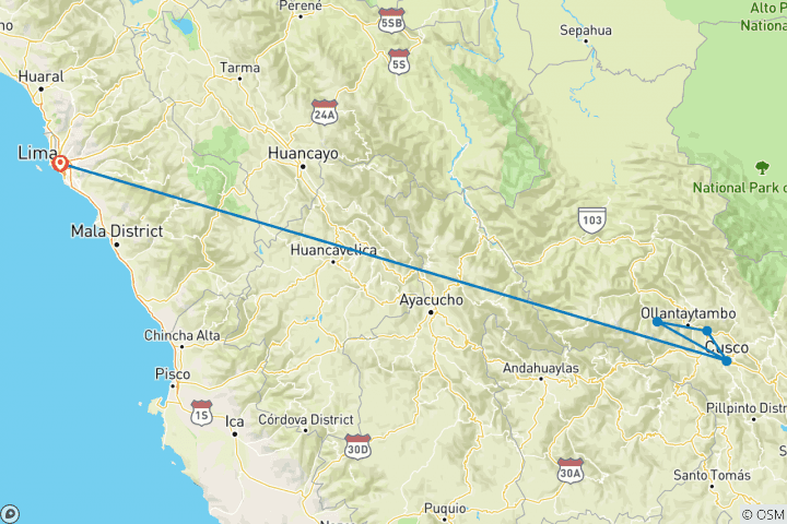 Kaart van In het Inca rijk - 8 dagen