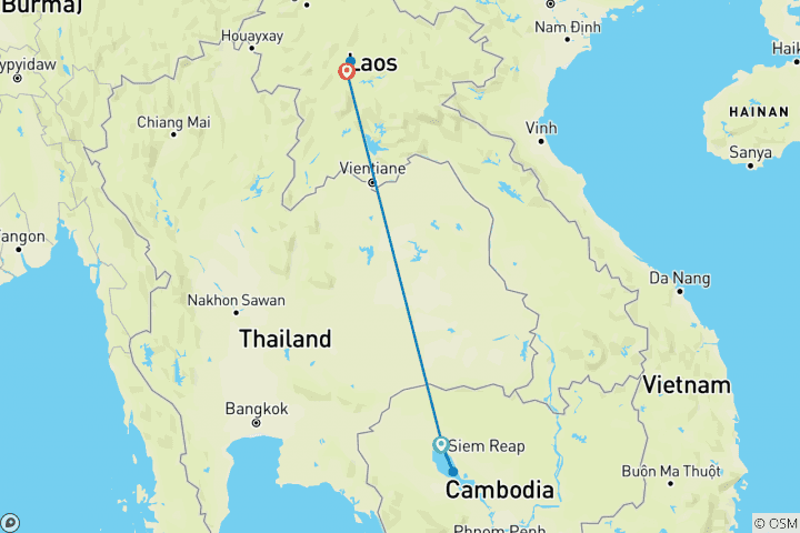 Carte du circuit Aventure familiale au Laos et au Cambodge