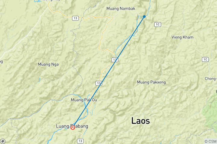 Map of Northern Laos Hike & Homestays