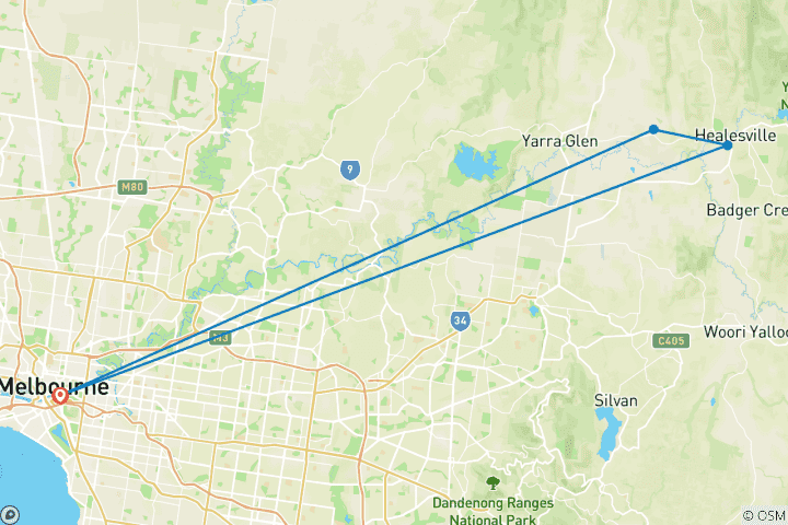Karte von Yarra-Tal Weingut Tagesausflug - 1 Tag