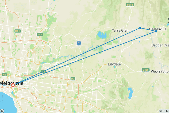 Carte du circuit Visite des vignobles de la vallée de Yarra 1 JOUR