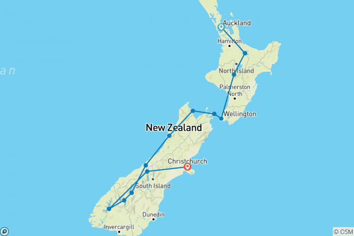 Map of Walking in New Zealand