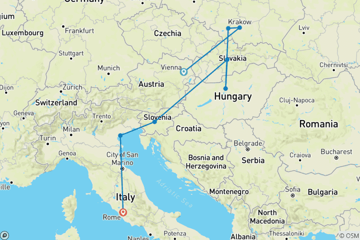 Carte du circuit Circuit de Vienne à Rome (Standard, Hiver (jusqu'à mars 27), Classique)