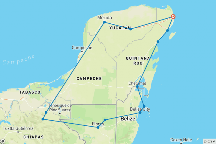 Map of Mayan Heart Trip