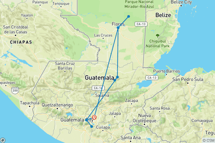 Map of Guatemala Highlight Tours