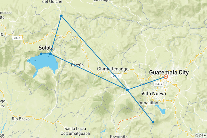 Map of 7D/6N Gorgeous Guatemala Tour