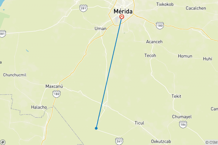 Mapa de Kabah y ruinas mayas de Uxmal